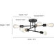 Decco 6 Light 16.5 inch Modern Gold Indoor Semi-Flush Ceiling Light
